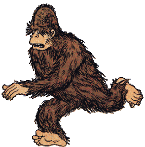 Artist's rendition of Bigfoot running from an idiot with a camera.